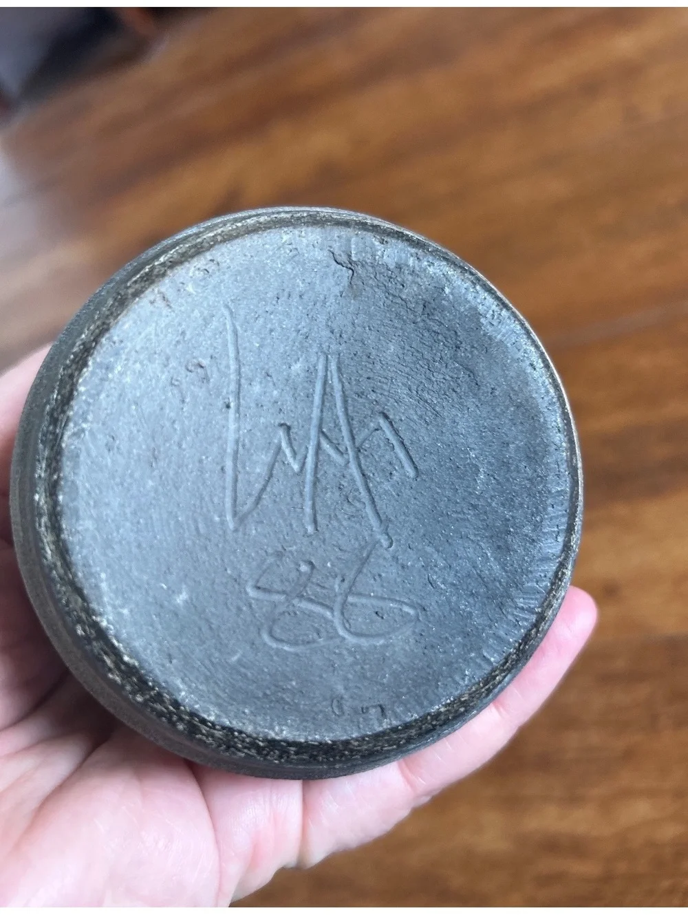 Handcrafted Signed Ceramic Vase with Artistic Glaze
